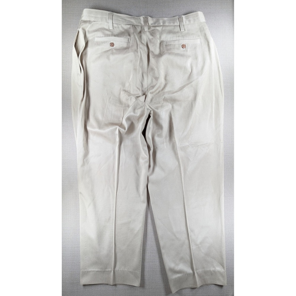 Tommy Bahama Relax Mens 40 Silk Cotton Pleated Dress Pants Beige Khaki 40x28 - Picture 2 of 9